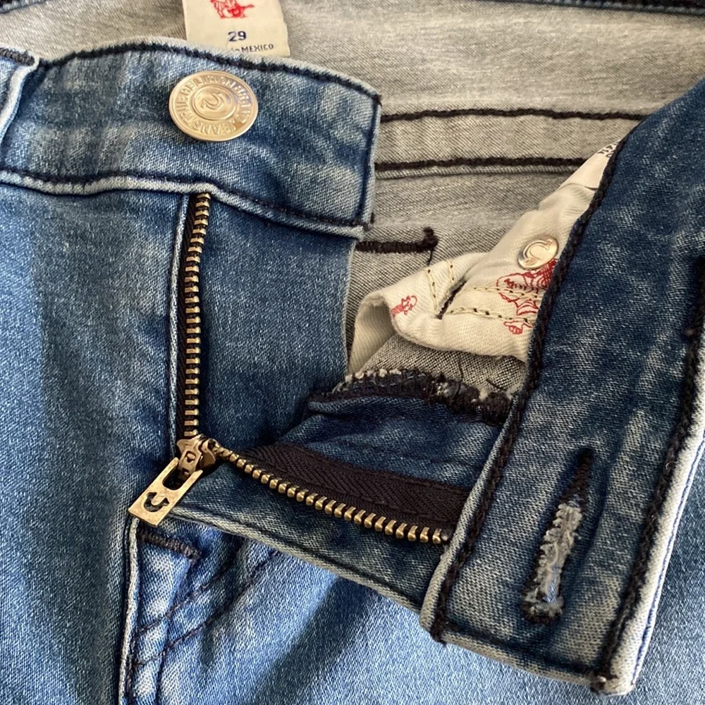 True Religion Halle Mid Rise Super Skinny Stretch no flap Midnight Frost wash - Picture 7 of 16